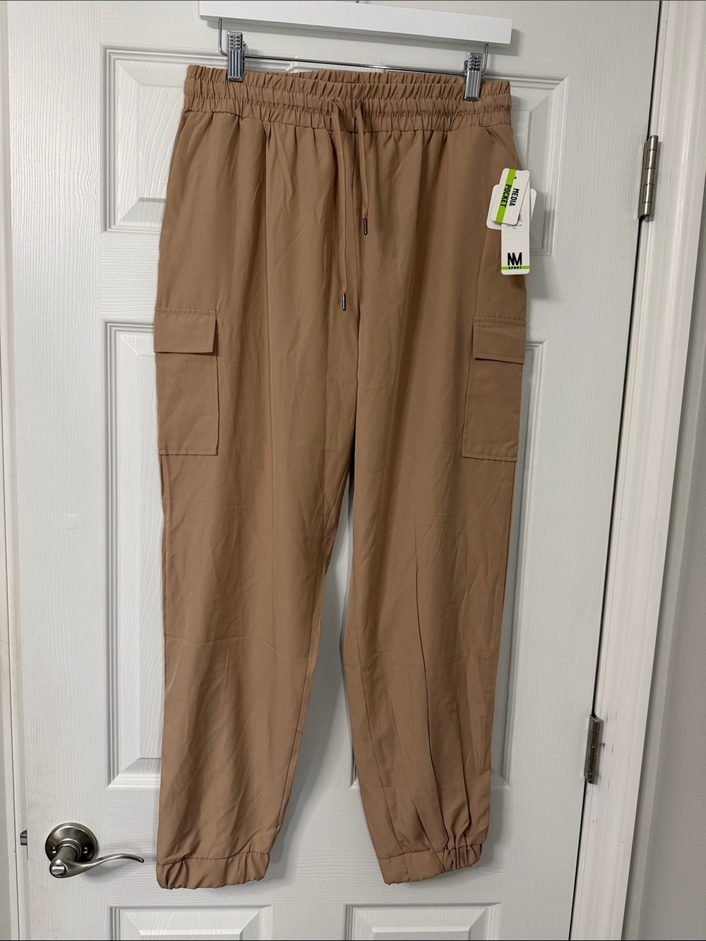 Nicole Miller Tan Cargo Track Pants L